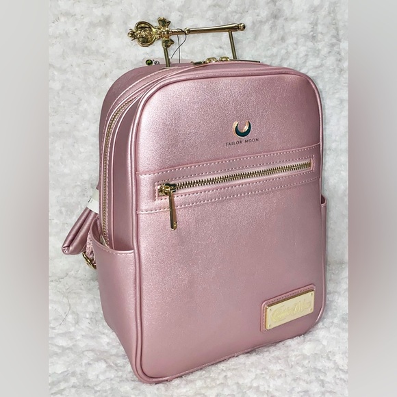 LOUNGEFLY SAILOR MOON SPIRAL HEART MOON ROD MINI BACKPACK - Picture 4 of 8